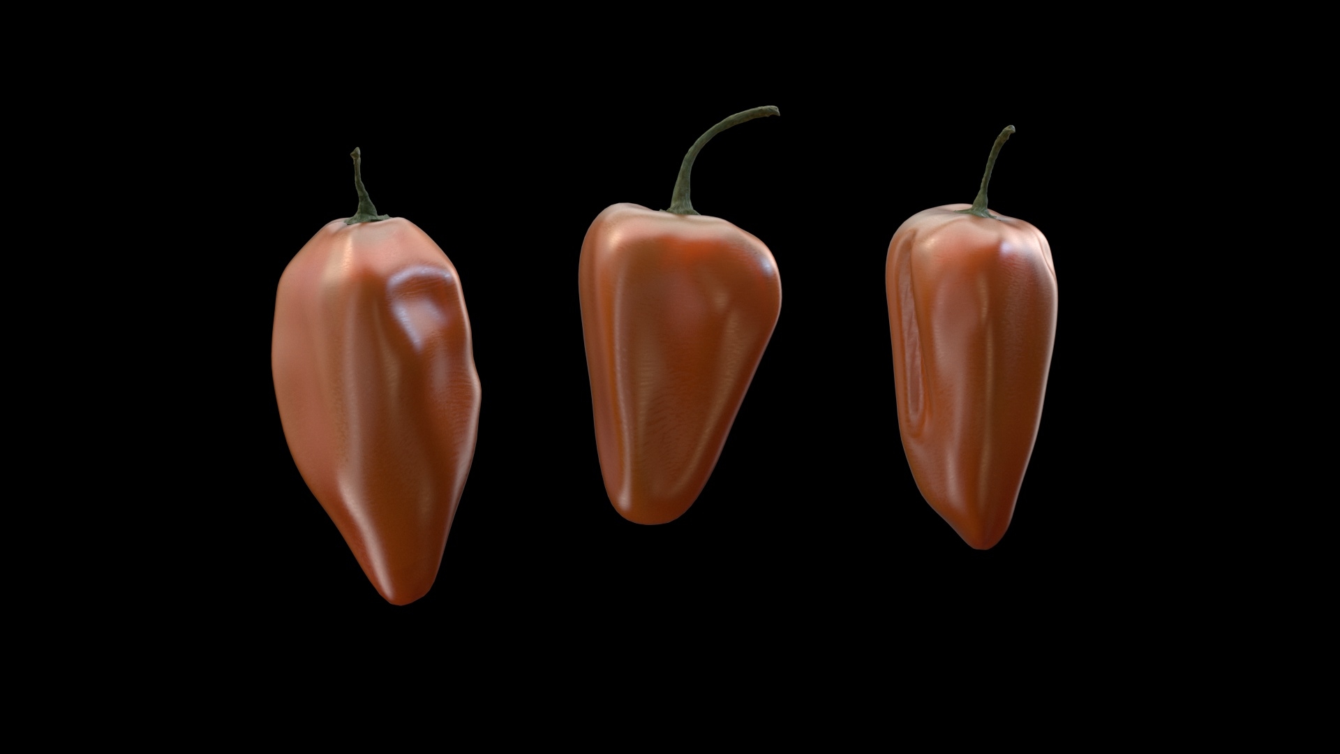 3D habanero peppers TurboSquid 1468699
