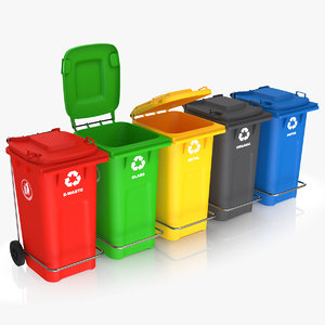 3D colorful recycle bins