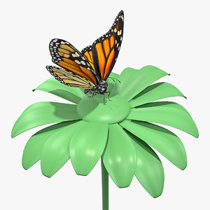 3D monarch butterfly sits swinging