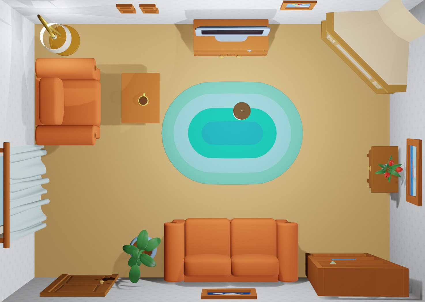 Cartoon living room 3D model - TurboSquid 1468866