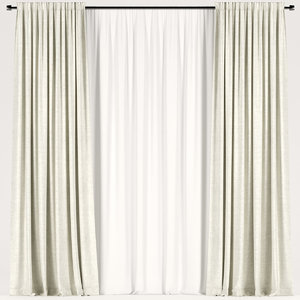 curtains beige tulle 3D model