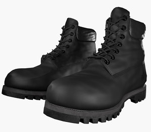 3D black timberland boots model