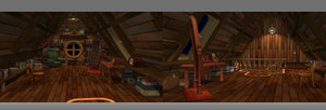 3D cartoon bedroom attic loft