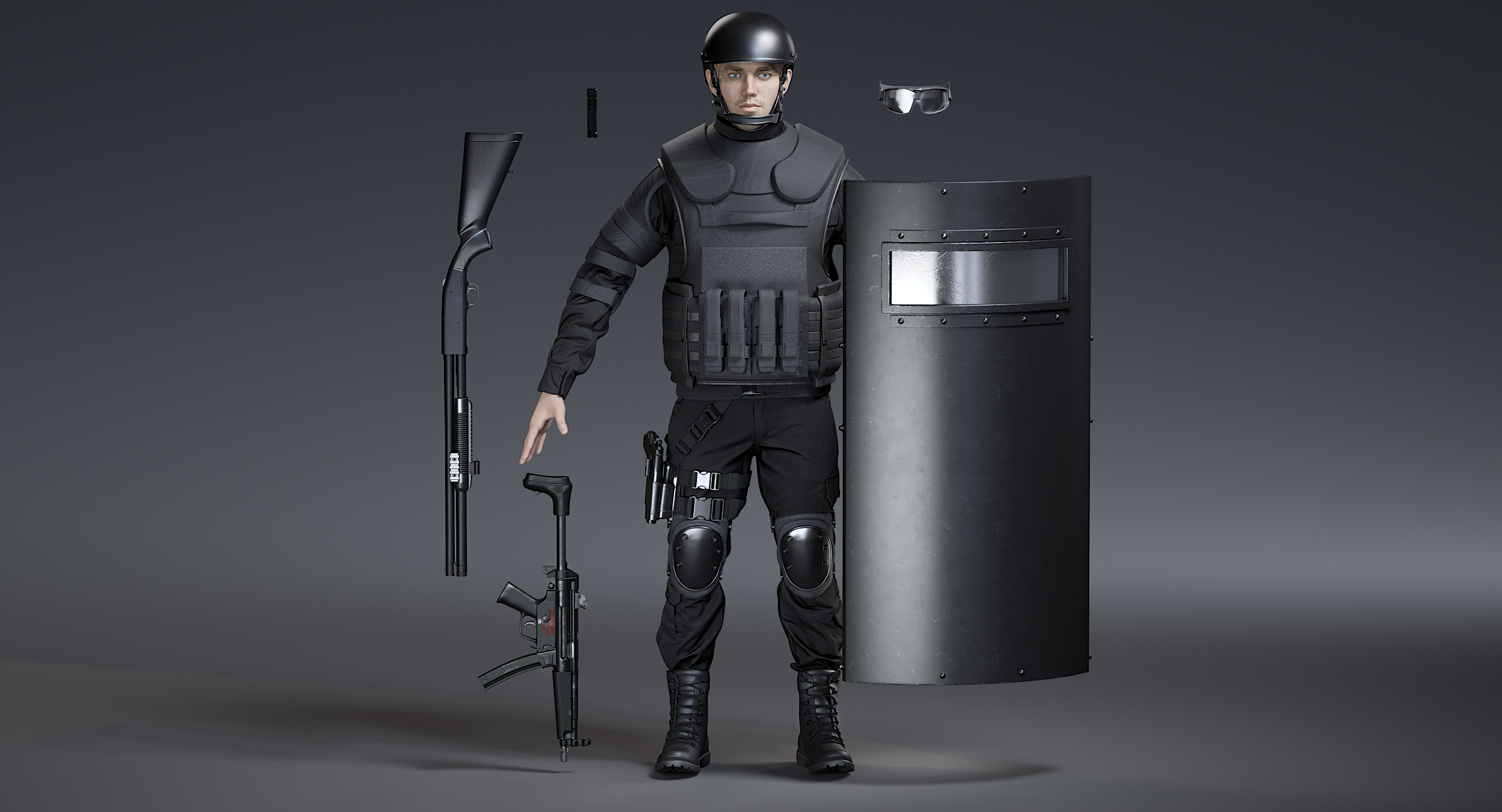 3d model uniform swat man