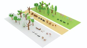 3D nature tree flower model
