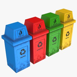 hooded recycle bins 3D model