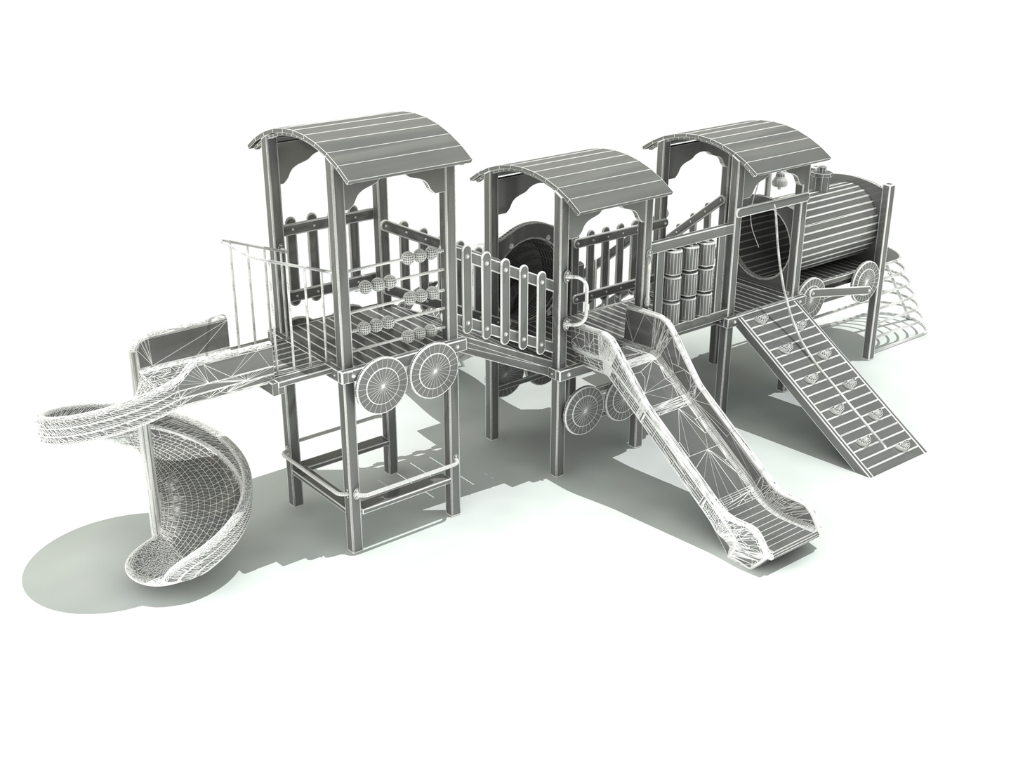 3D train outdoor wood playground - TurboSquid 1469934