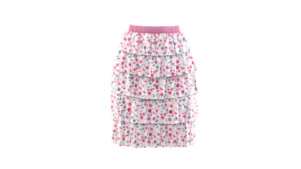 white ruffle skirt 3d