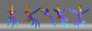 3D cartoon parrot bird model