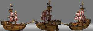 cartoon ship 3D model