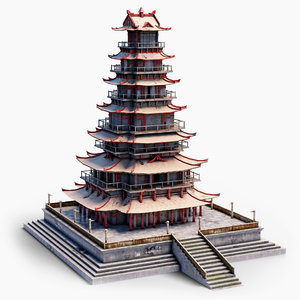 ancient chinese pagoda tower 3D model