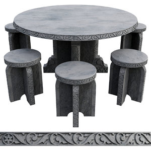 3D model stone table bakni