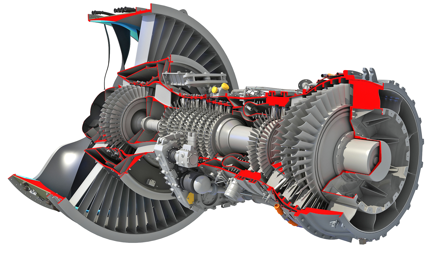 3D cutaway turbofan engine TurboSquid 1470751