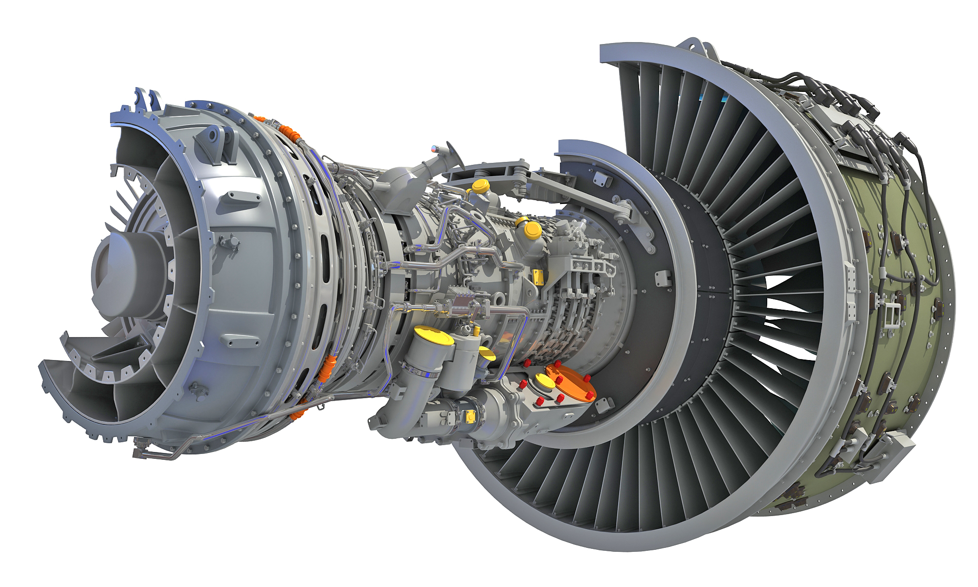 3D cutaway turbofan engine - TurboSquid 1470751