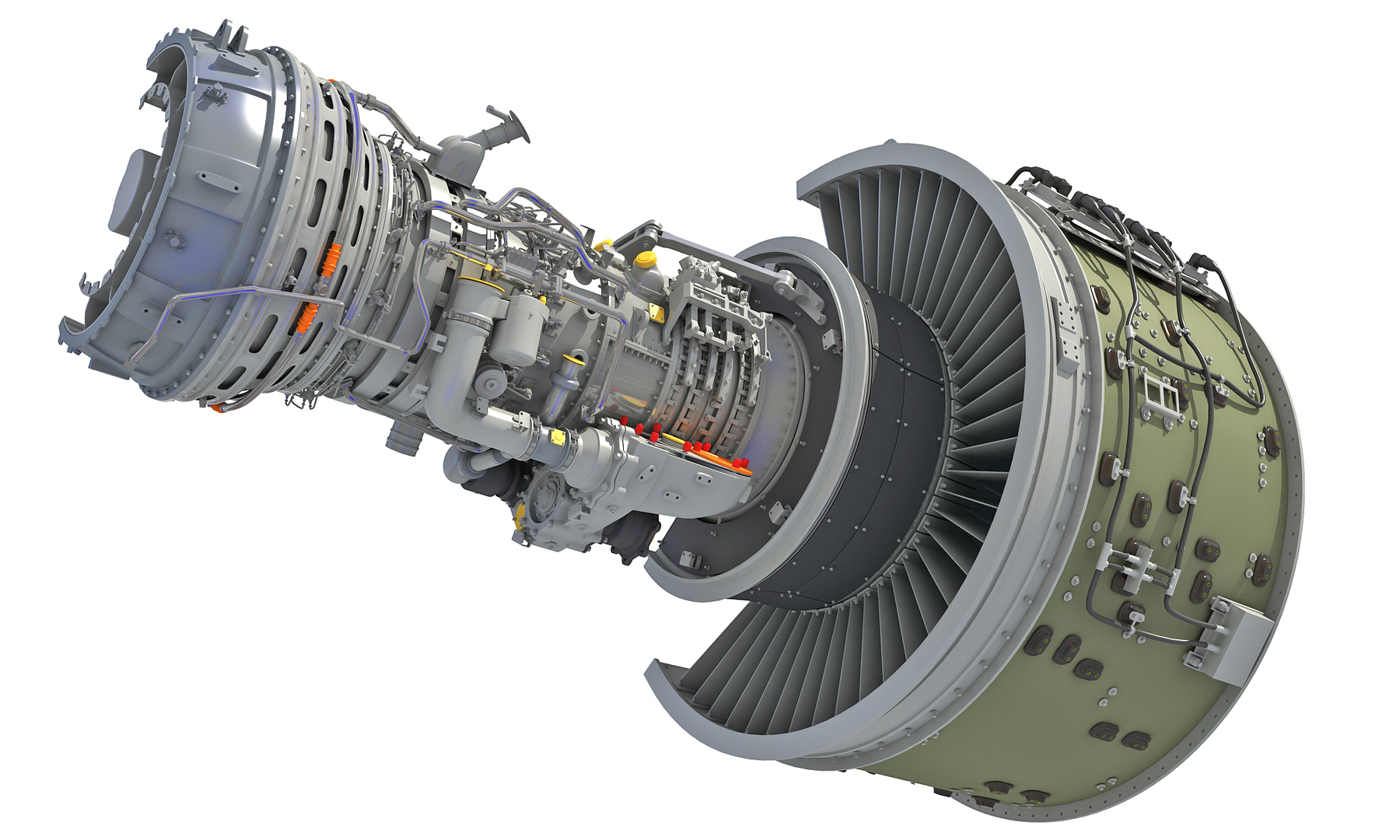 3D cutaway turbofan engine - TurboSquid 1470751