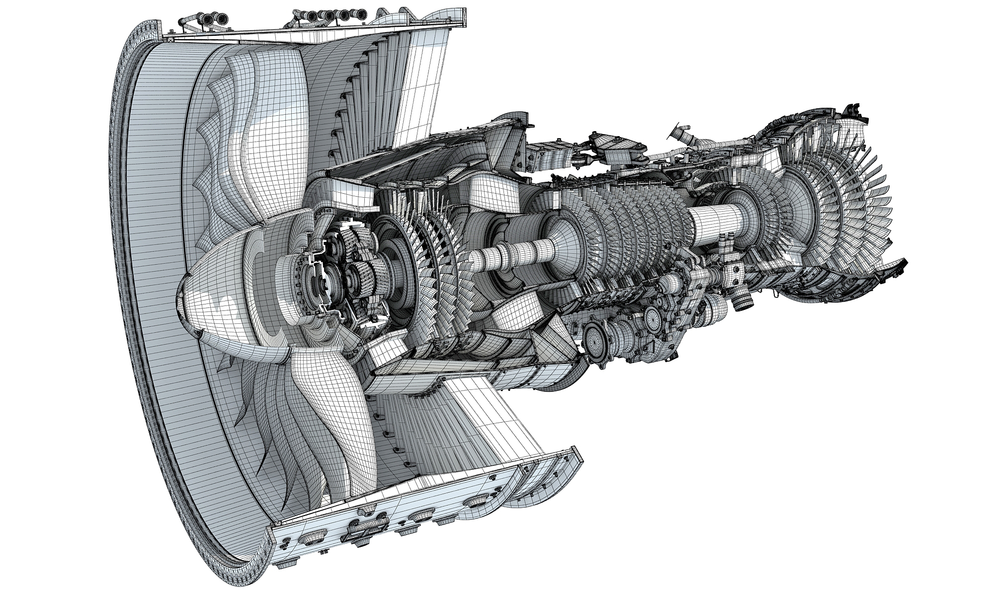 3D geared turbofan engine cutaway - TurboSquid 1470867