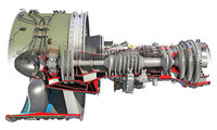 Full and Cutaway Turbofan Engine