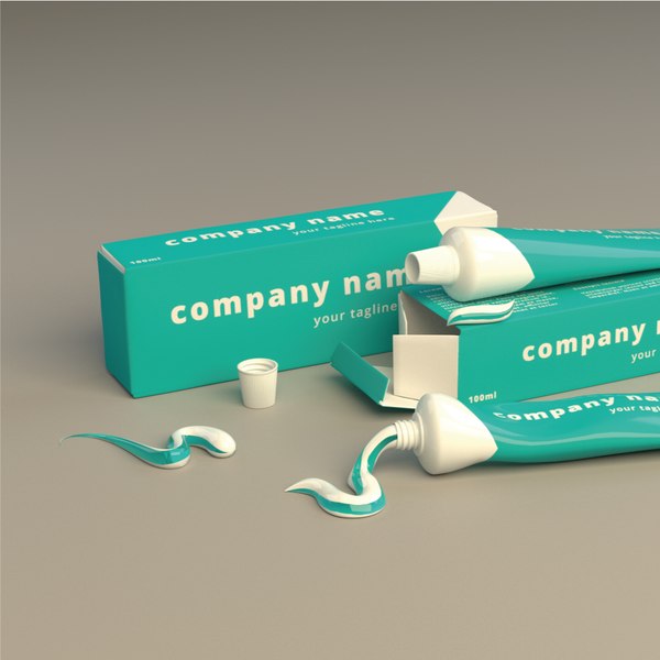 3D toothpaste packaging set paste model
