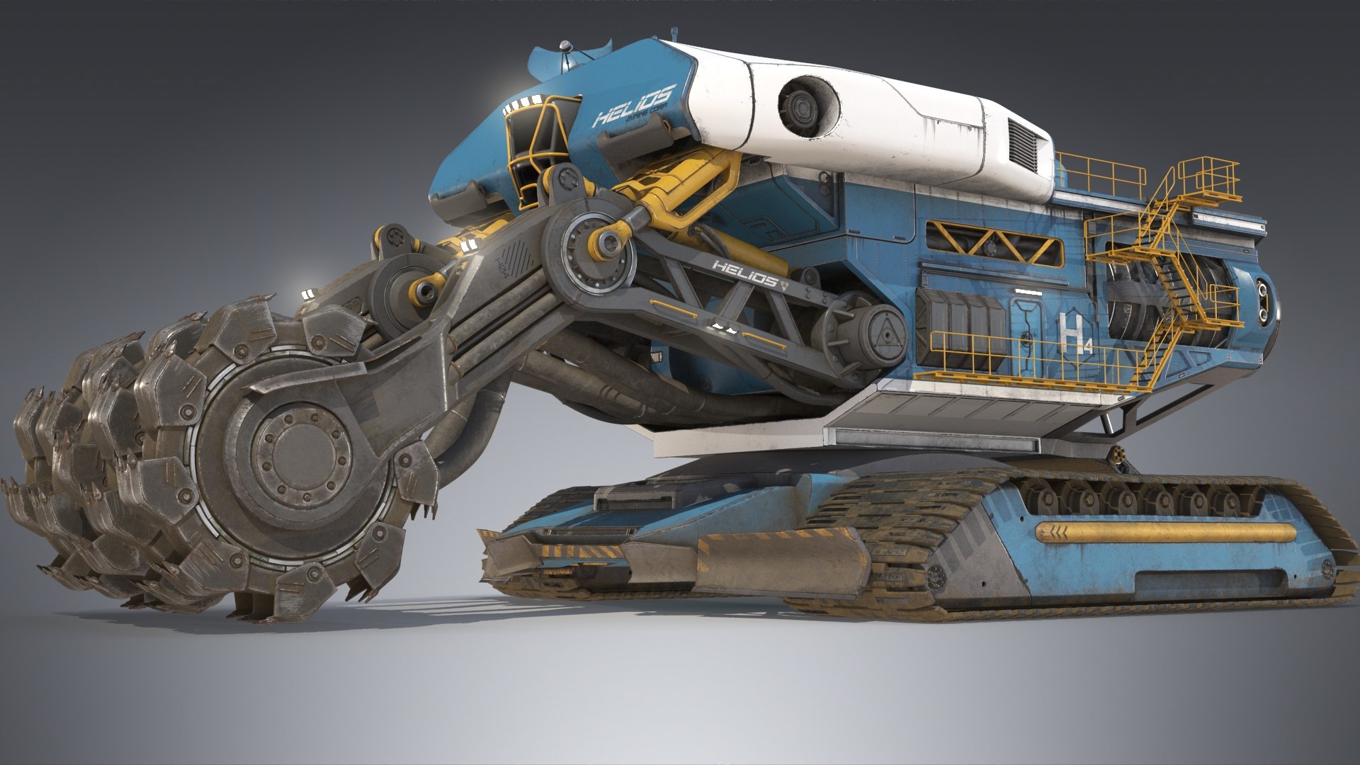 科幻重型收割机3d模型