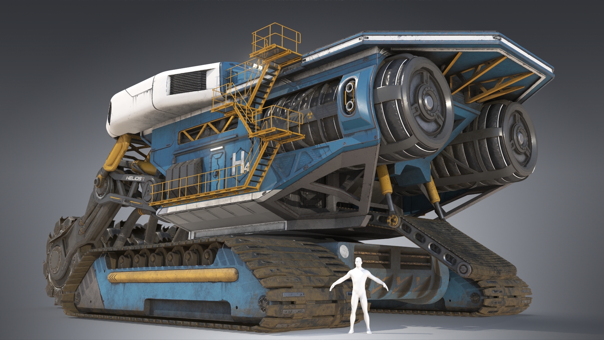 科幻重型收割机3d模型