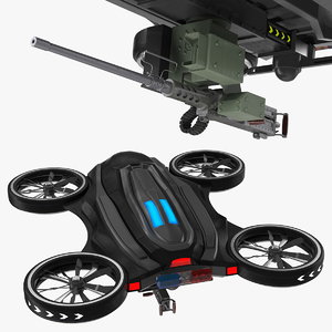 3D drone machine gun model