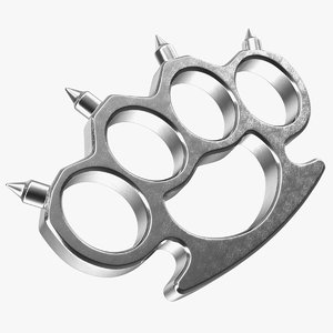 spiked silver brass knuckles 3D model