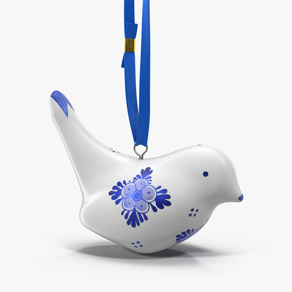 3D christmas blue ornament bird