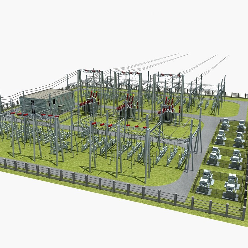 Substation power transformation electricity 3D model - TurboSquid 1472933