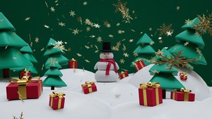 snowman- trees- gift set 3D
