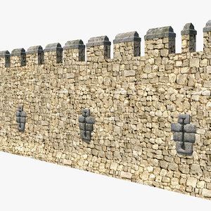 3D wide stone wall