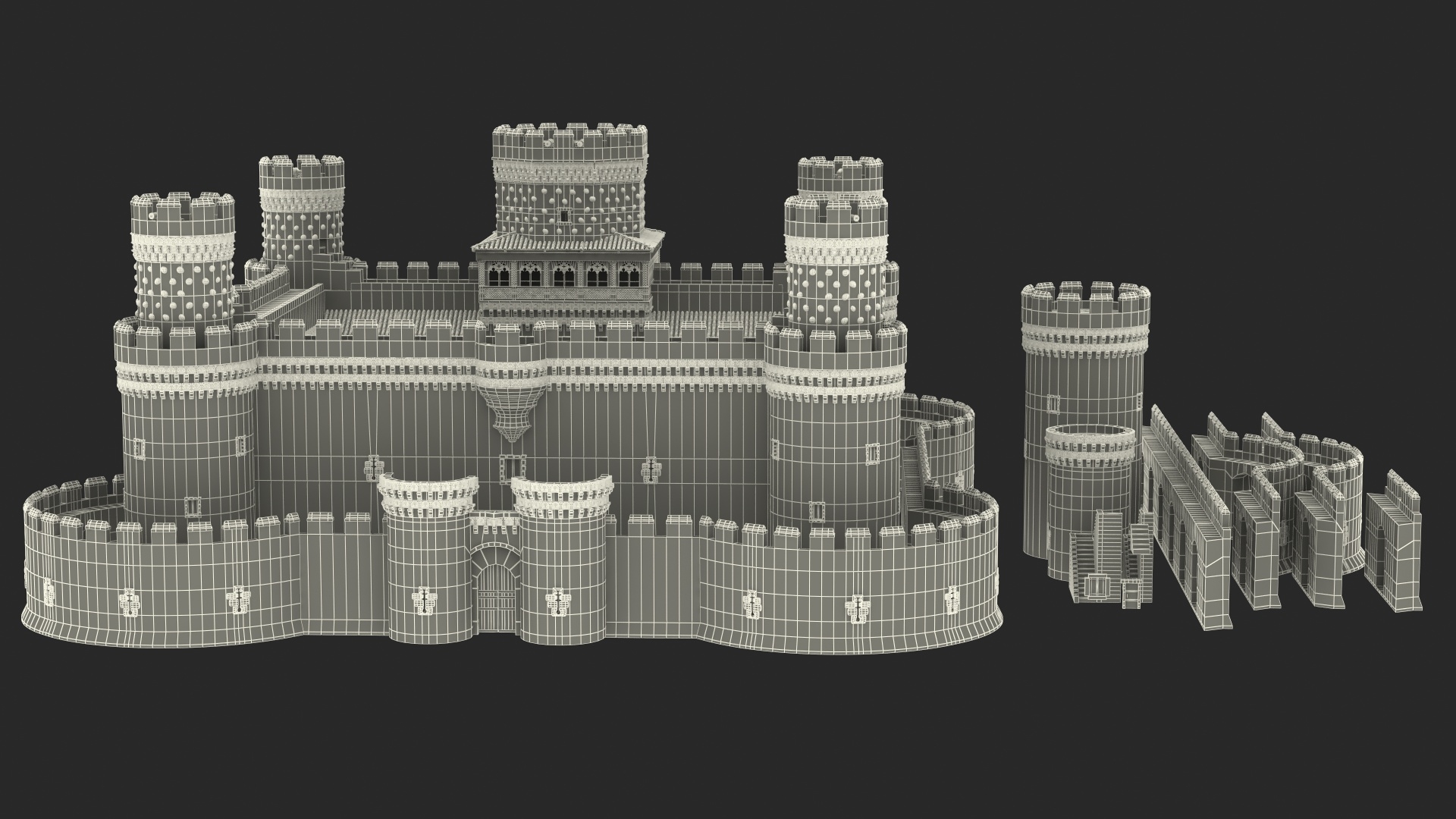 城堡建模三视图图片