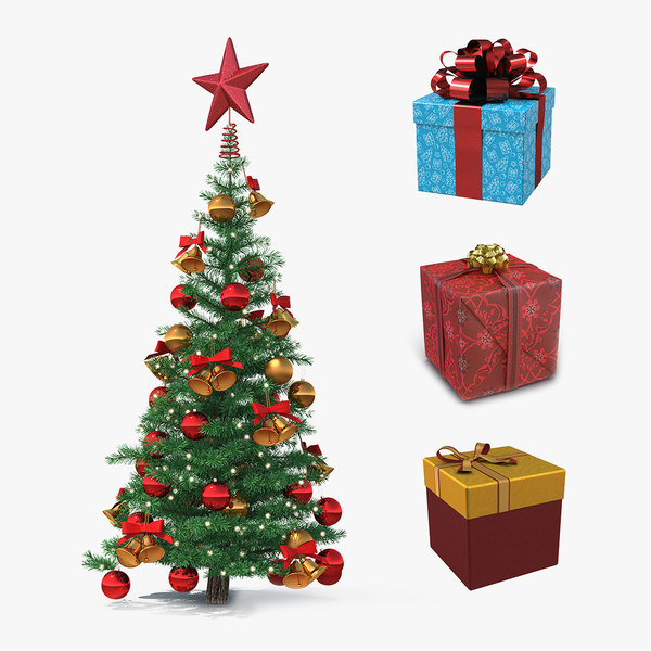 3D christmas tree giftboxes gifts