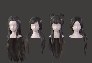 3D model girl hair