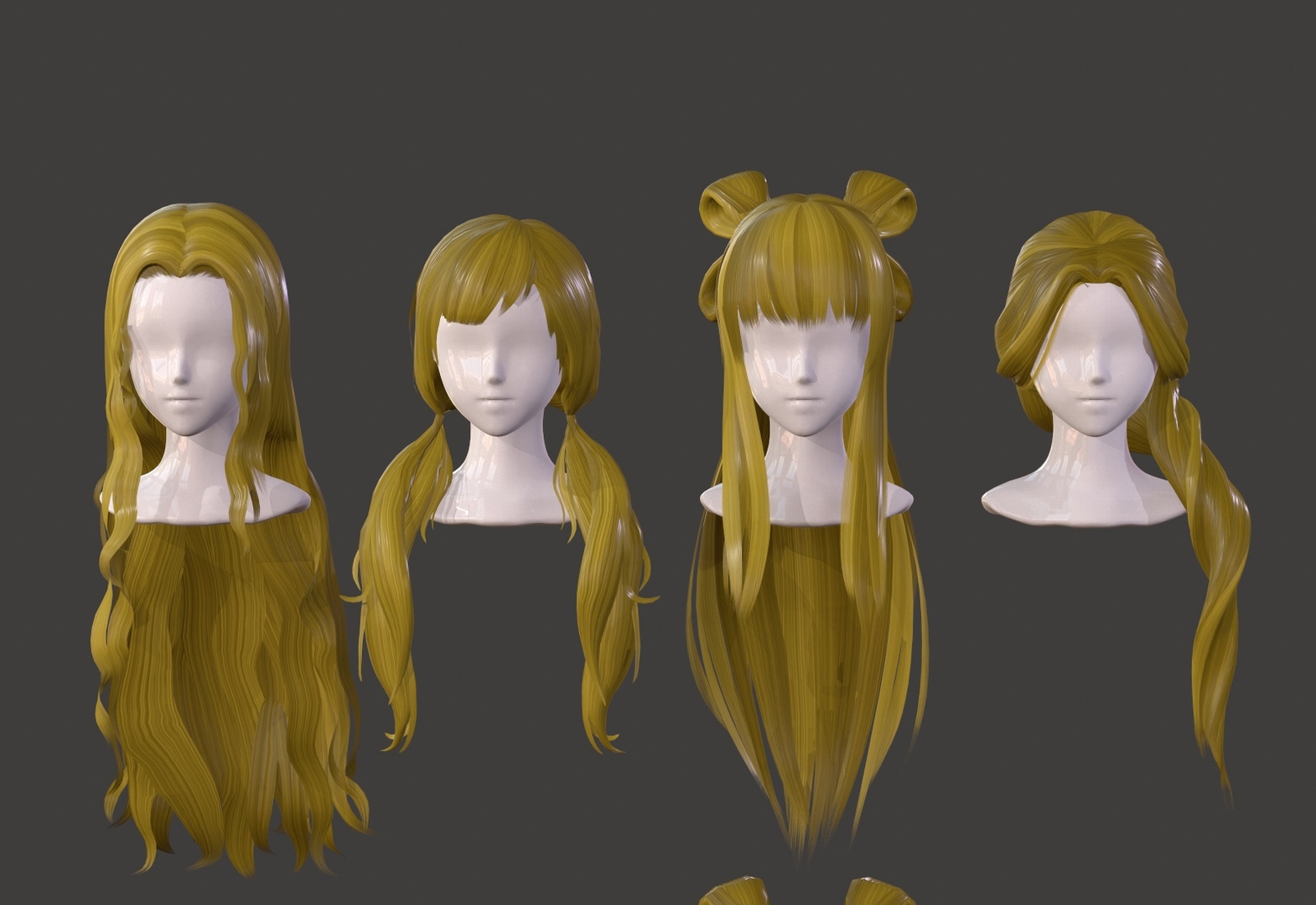 恢复古代辫子的女孩头发长发低聚3d模型3d模型