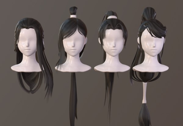 3D girl hair