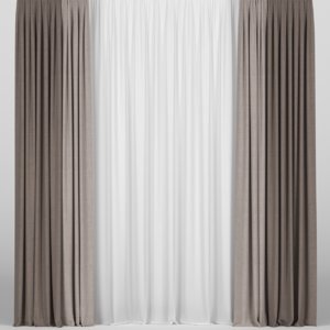 3D curtains brown tulle