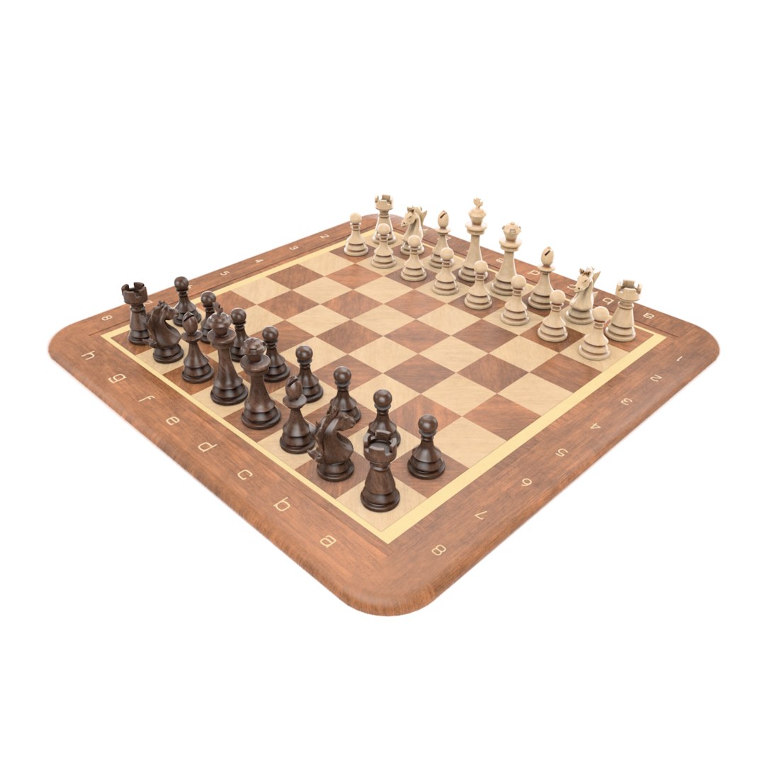 Realistic wooden chess set 3D - TurboSquid 1475186