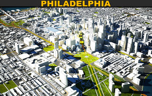 philadelphia skyline buildings 3D model