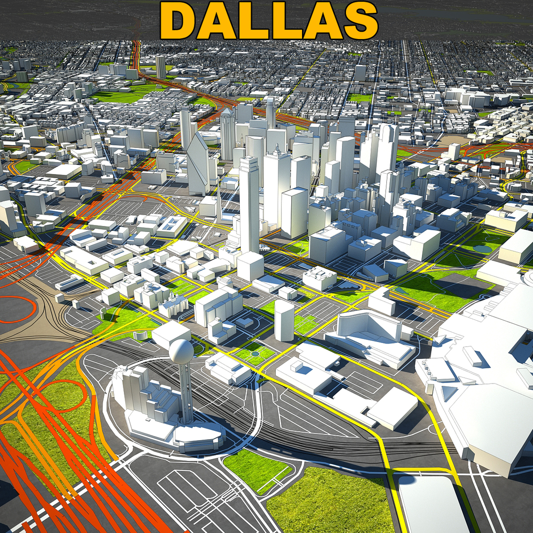 Dallas skyline complete 3D model TurboSquid 1475411