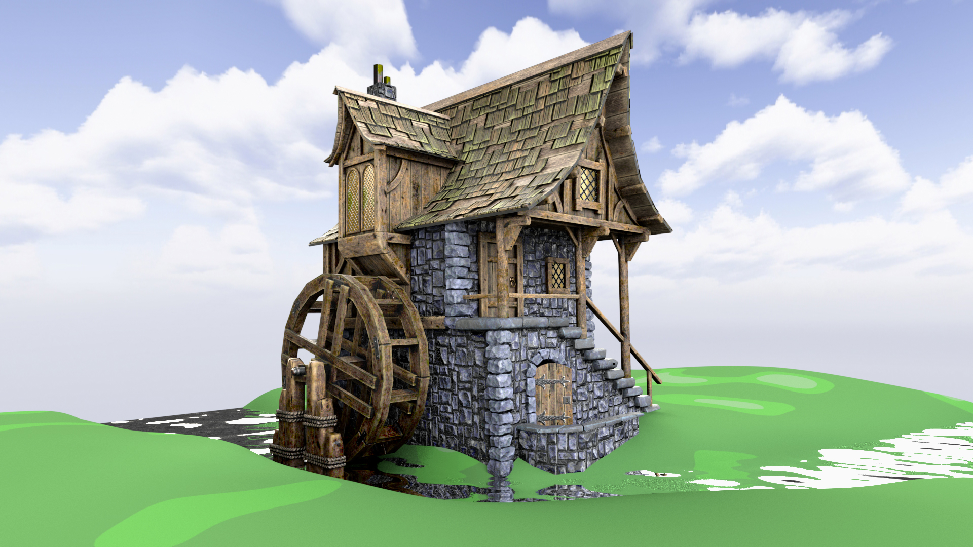 Средневековая водяная мельница