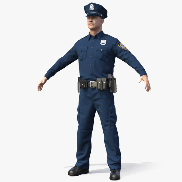 nypd police officer t-pose 3D model