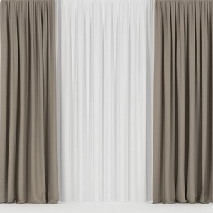 curtains brown tulle 3D model