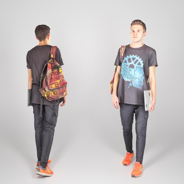 3D scanned man backpack laptop
