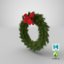3D christmas wreath red bow model