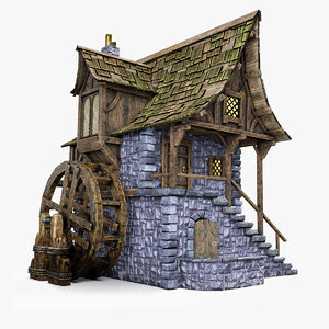 medieval watermill 3D model