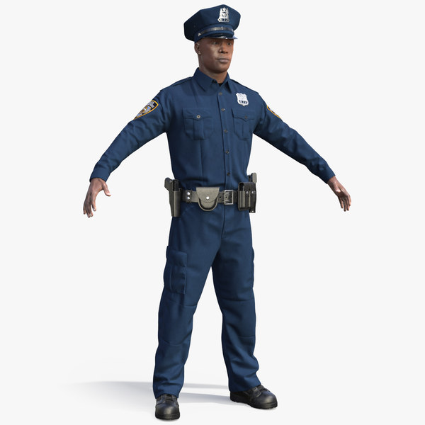 Modele 3d De Officier De Police Afro Americain Nypd T Pose Fur Turbosquid