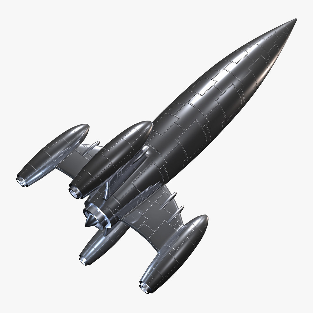 classic silver rocket ship 3d max