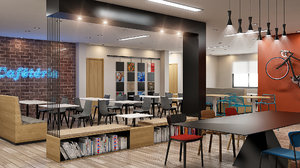3D interior cafeteria waiting room