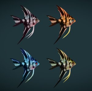 3D model fish animals angelfish