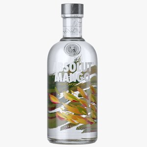3D absolut mango vodka bottle